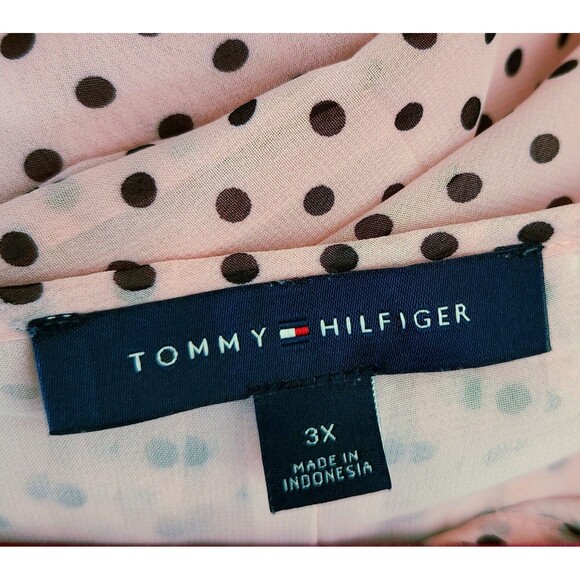 Tommy Hilfiger Women's Blouse 3X Pink Brown Polka Dot Soft Feminine Pullover EUC - Picture 8 of 10